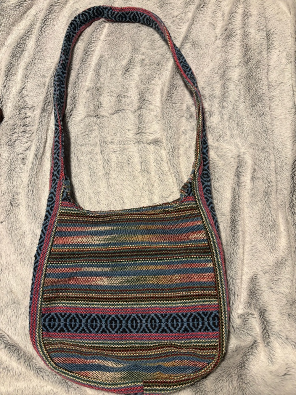 Handwoven Multicolor Striped Shoulder Bag - Boho Tote